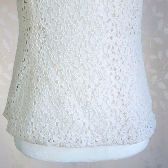 Vintage 90s Van Heusen Cream Floral Eyelet Button Front Sleeveless Top Vest XS - Picture 13 of 16